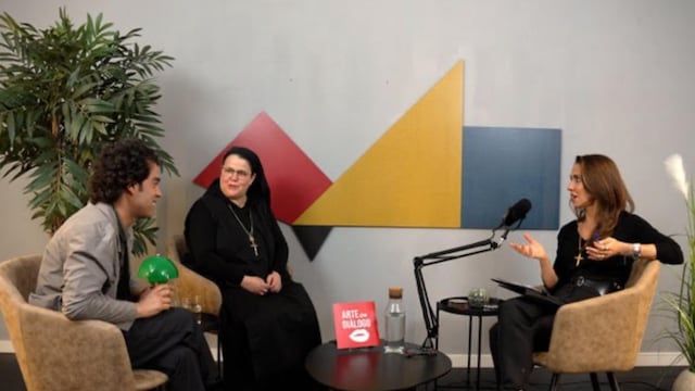 "Arte en diálogo", video-podcast, jueves 17 de abril 2025: Javier Monotoro, Sor Stella Maris Fernández y Lorena Pérez-Jácome. Foto: Grace Lumbreras, Artvidi.