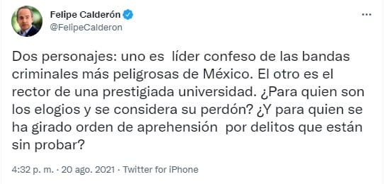 Felipe Calderón, tuit