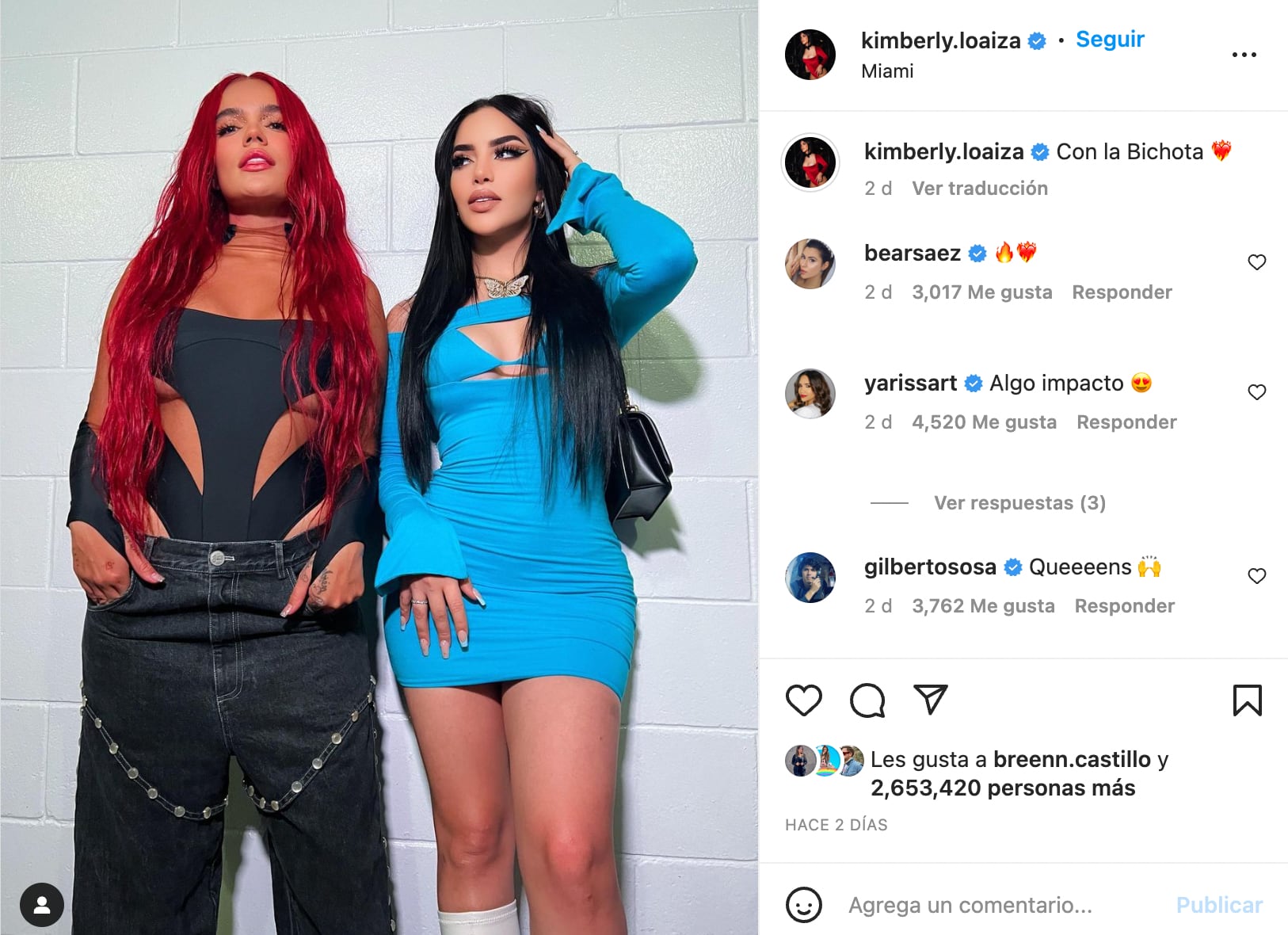 Kimberly Loaiza y Karol G en su concierto de Miami