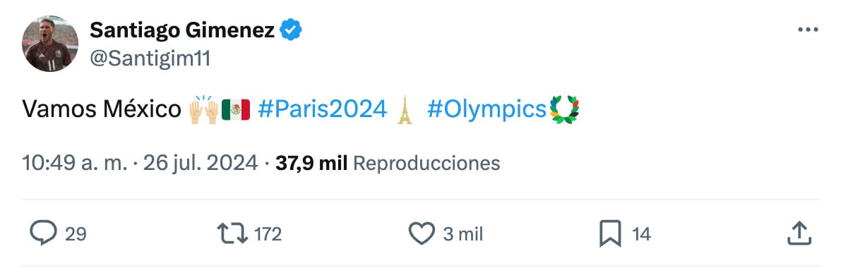 Tweet de Santiago Giménez