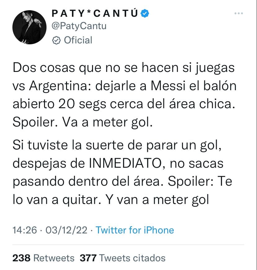 Paty Cantú dejó boquiabierto a todos con su análisis del México vs Argentina.