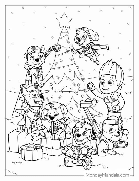 Dibujos de Paw Patrol para colorear en Año Nuevo
