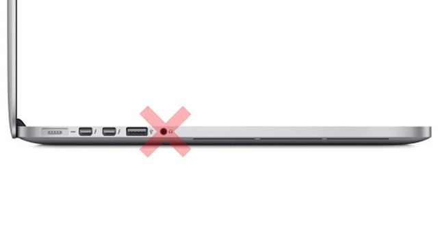 La entrada de audio en una MacBook Pro.