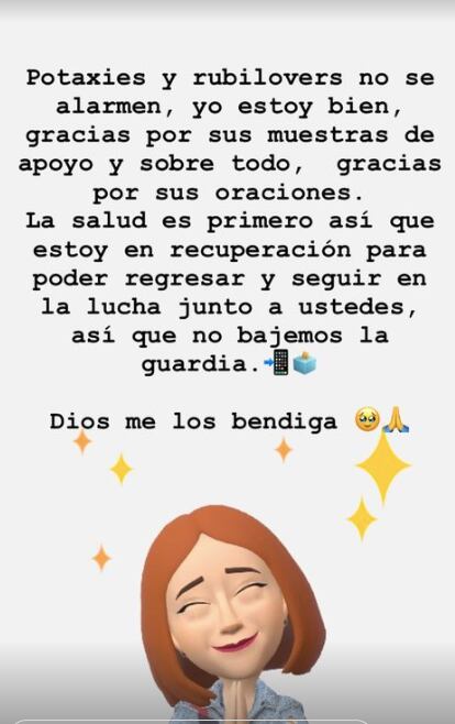Rubí Ibarra informa sobre su estado de salud