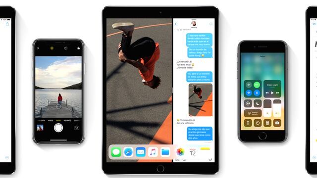 El sistema operativo iOS 11 en diferentes productos Apple.