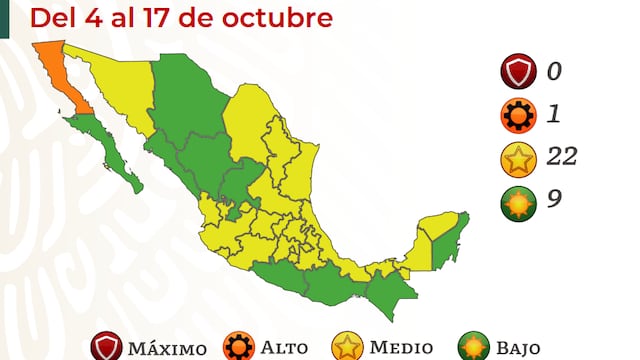 Semáforo covid-19 del 4 al 17 de octubre