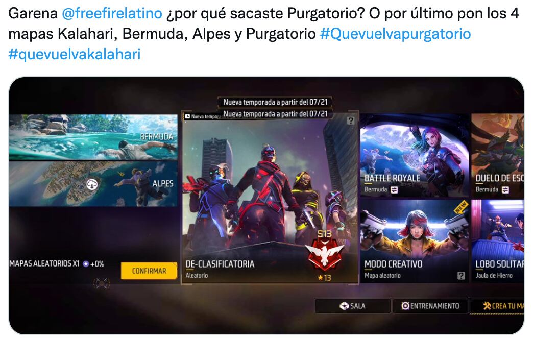 Usuarios se quejan de actualizaciones en Free Fire