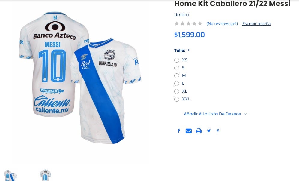 Puebla lanzó su camiseta edición Lionel Messi