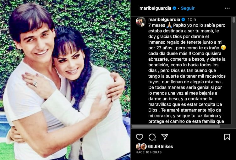 Maribel Guardia le pide a Julian Figueroa bajar a visitarla y darle un beso de vez en cuando
