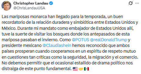 Christopher Landau pide no olvidar la relación México-EU ante el ‘drama político