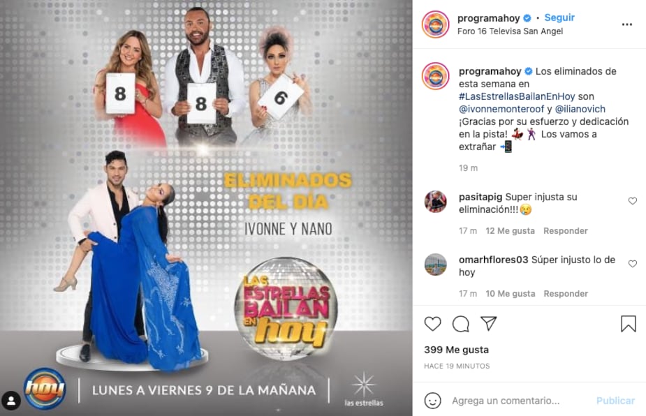 Ivonne Montero y Ilianovich "Nano" Chalo son los eliminados de Las Estrella bailen en Hoy