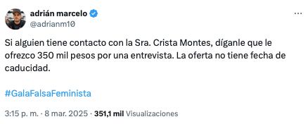 Adrián Marcelo ofrece dinero a Crista Montes a cambio de dinero