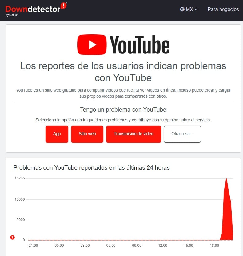 Caída de YouTube: reportan fallas en app y sitio web