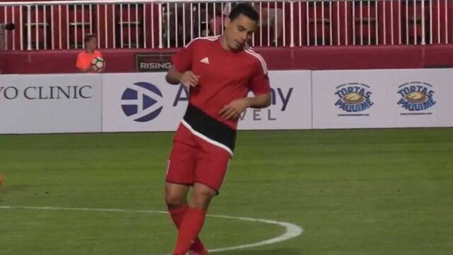 Bravo durante el calentamiento.