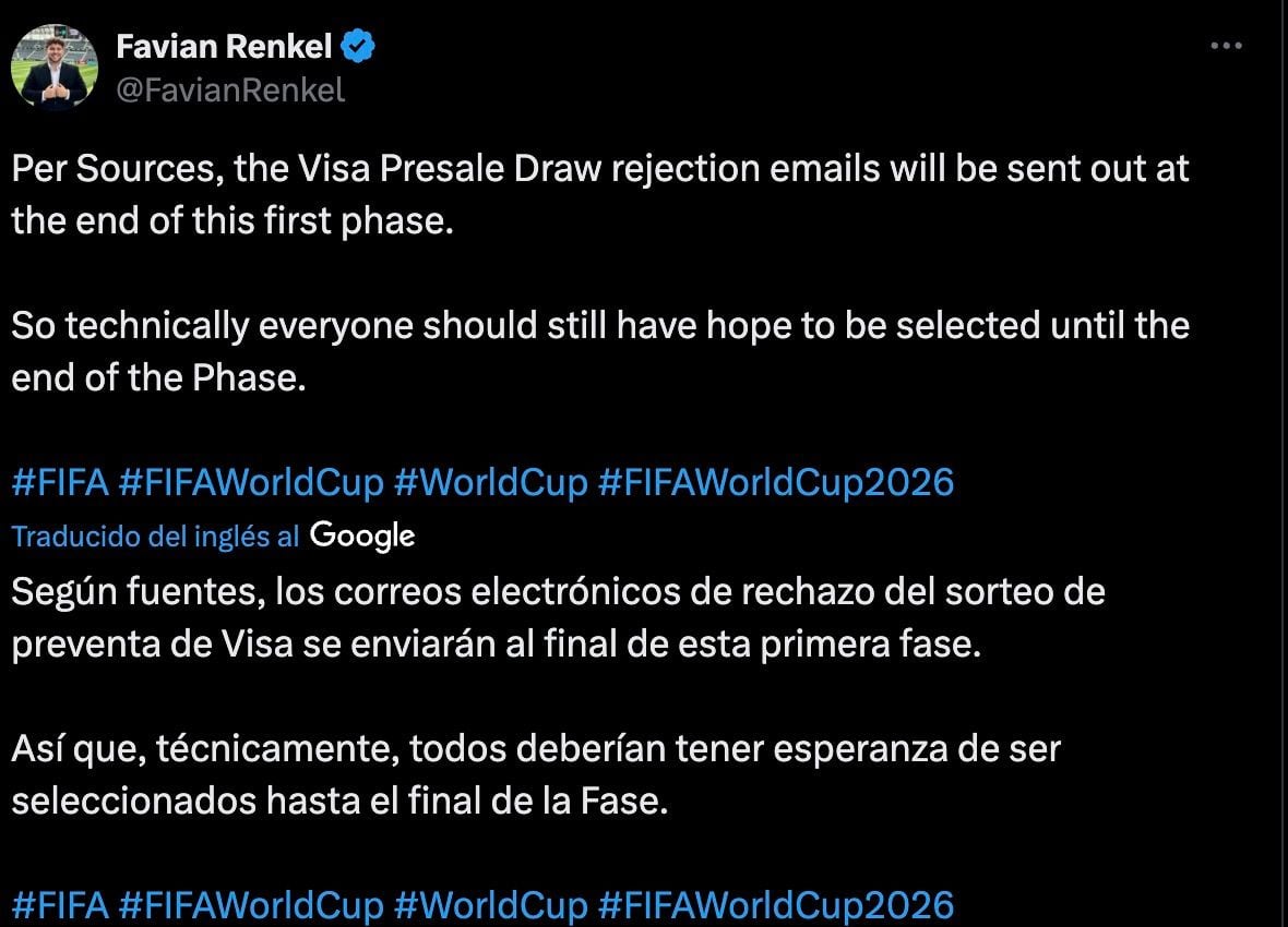 Boletos para el Mundial 2026: Esta sería la razón por la cual nos has recibido email de rechazo.
