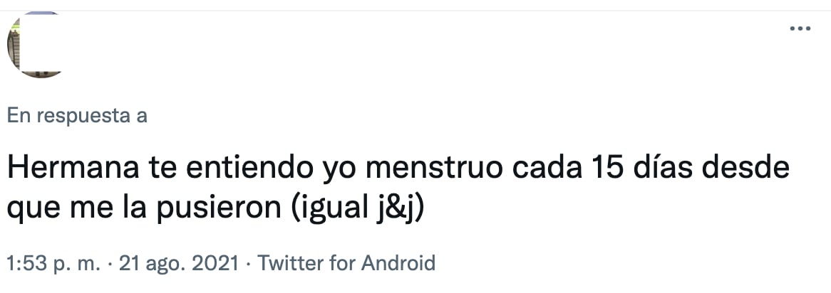 Tuit vacuna Covid-19 y menstruación