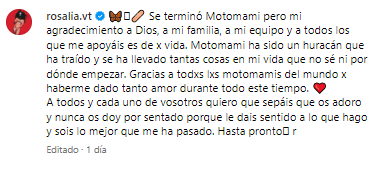 Rosalia se despide de Motomami.