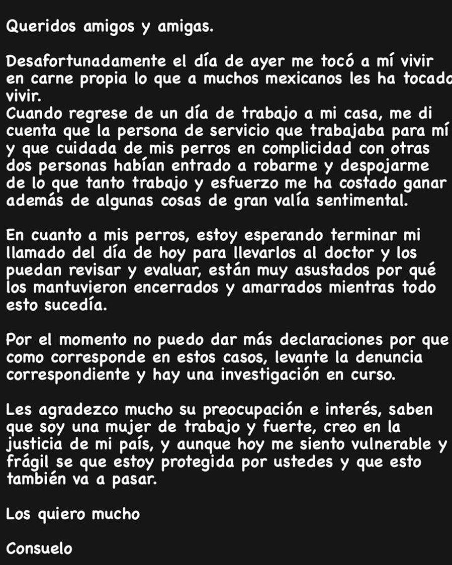 Consuelo Duval acusa a su trabajadora del hogar de haberle robado.