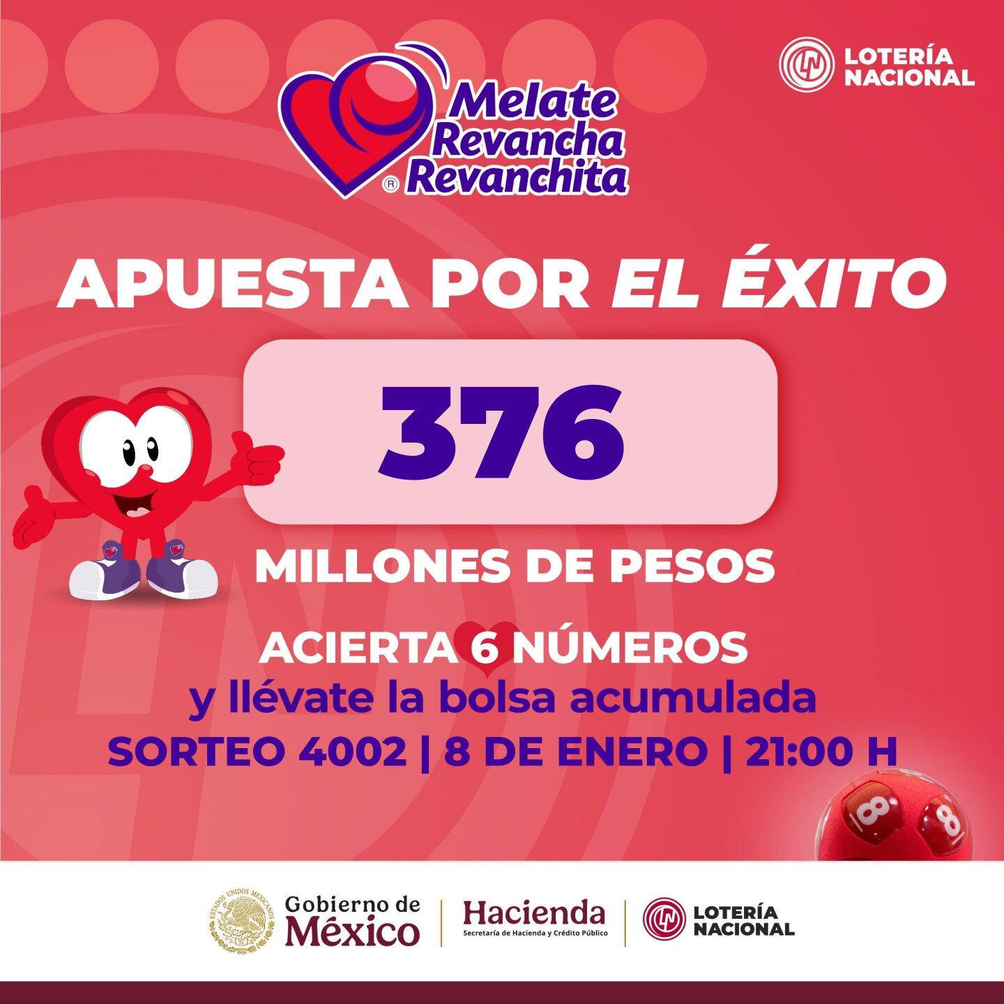 Resultados Sorteo Melate, Revancha y Revanchita 4002 de Lotería Nacional: Estos son los números ganadores