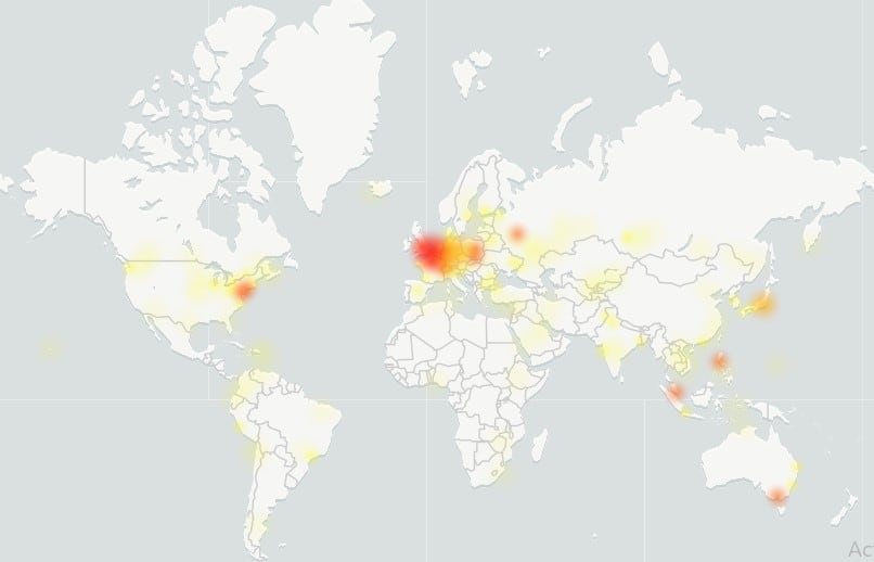 Mapa de la caída de YouTube