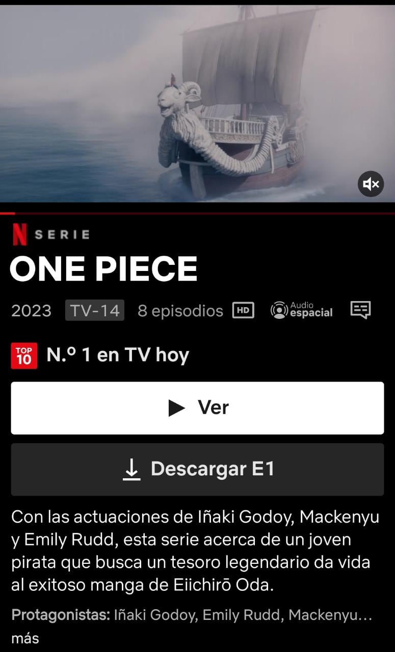 One Piece lidera el top 10 de Netflix