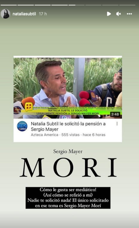 Natália Subtil pide a Sergio Mayer no meterse en responsabilidades de su hijo.