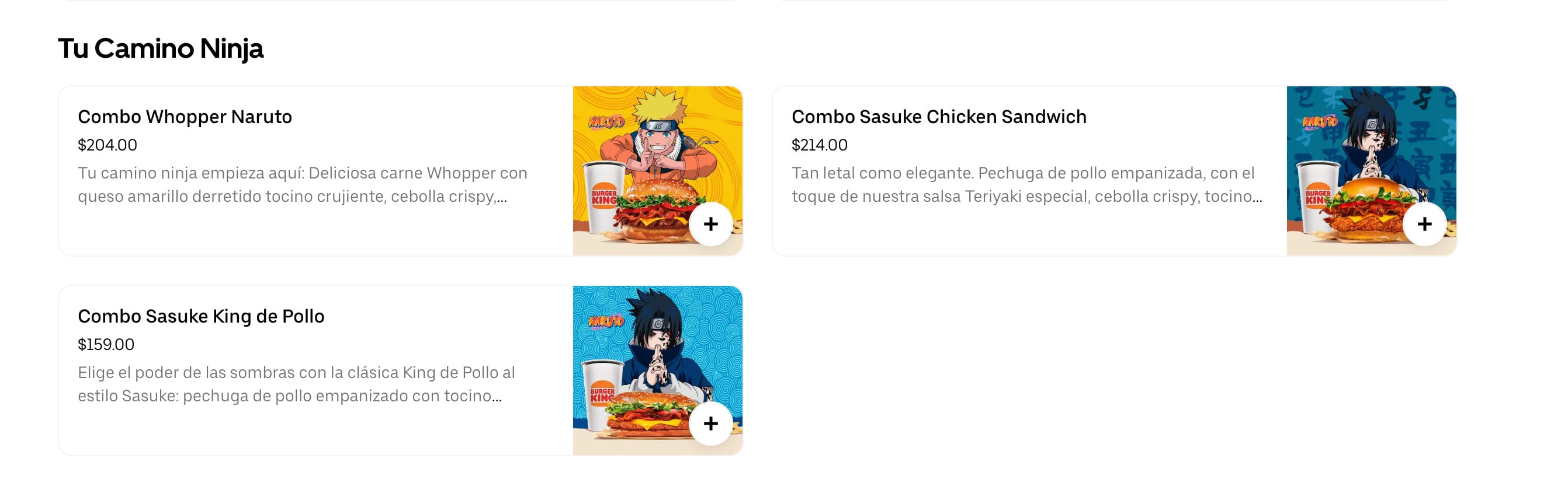 La colección de Naruto en Burger King sí llegará a México