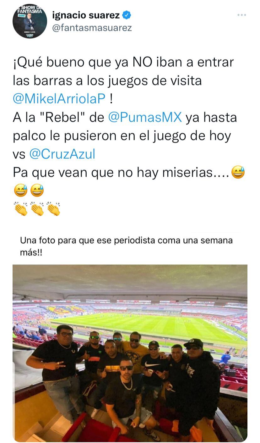 'La Rebel' asistió al duelo entre el Cruz Azul FC y el Club Pumas luego de lo que pasó en Querétaro.