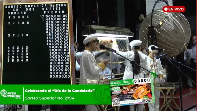 Resultados Sorteo Superior 2794 de la Lotería Nacional