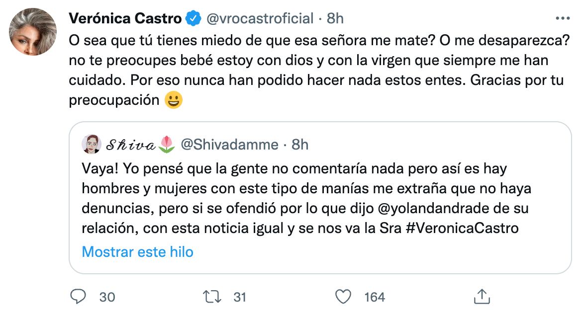 Verónica Castro no teme a las represalias de esta conductora