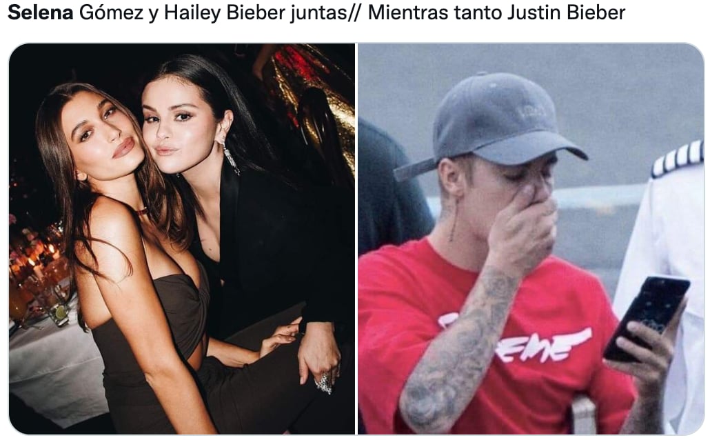 memes de la foto entre Hailey Bieber y Selena Gomez