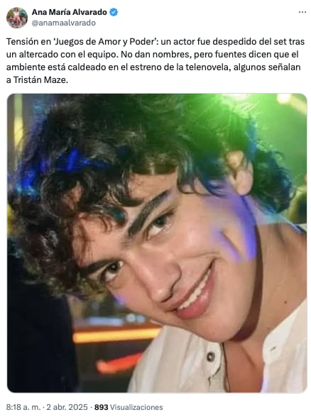 ¿Tristán Maze fue despedido de Juegos de amor y poder?