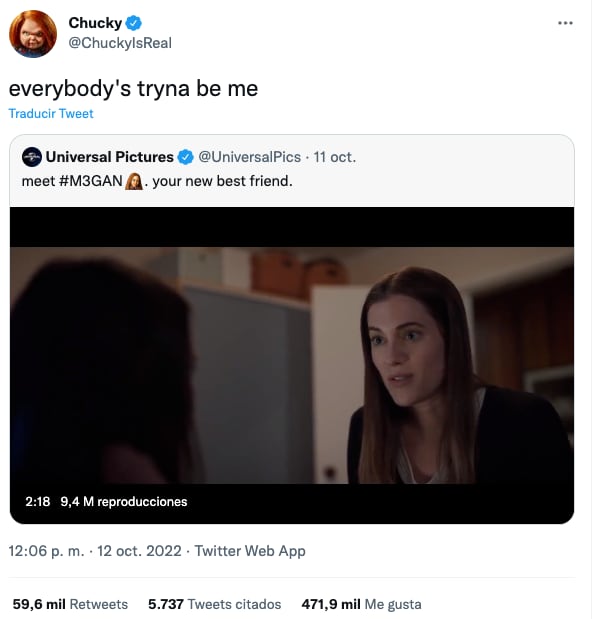 Chucky se burla de M3GAN