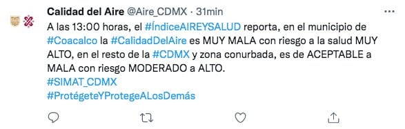 Tuit sobre la calidad del aire
