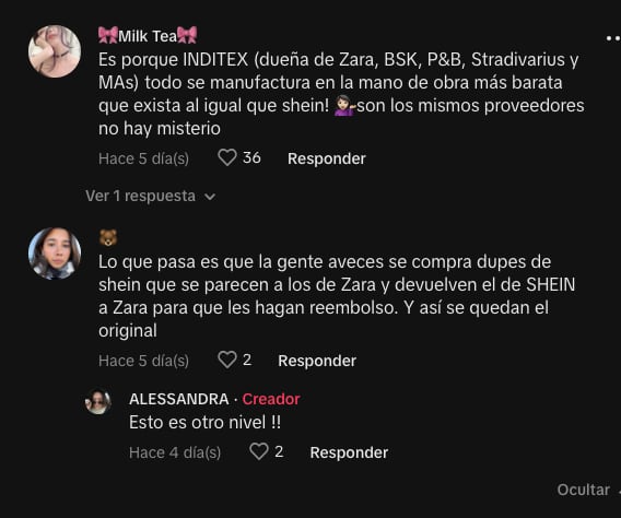 Usuarios aseguran que en Shein y Zara venden la misma ropa