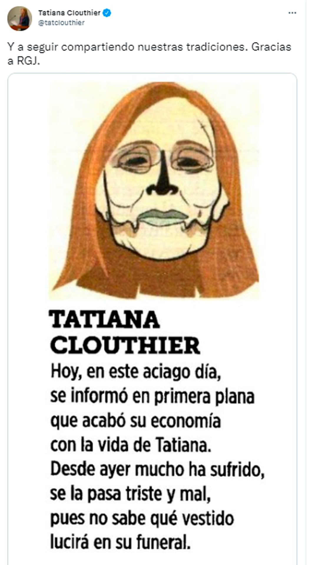 Tatiana Clouthier, secretaria de Economía comparte calaverita literaria en Twitter