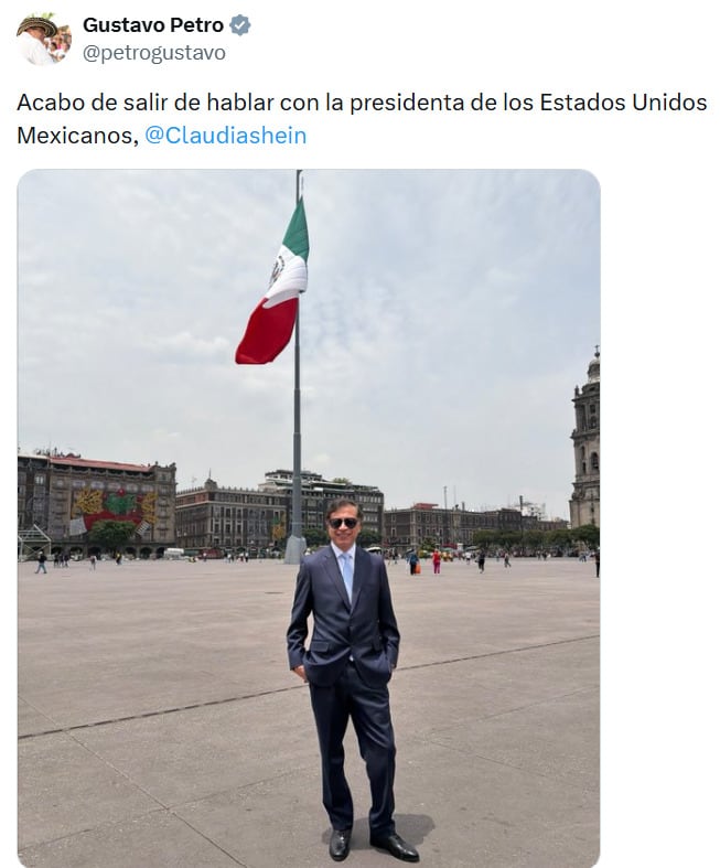 Gustavo Petro tuvo una reunión con la presidenta Claudia Sheinbaum en Palacio Nacional