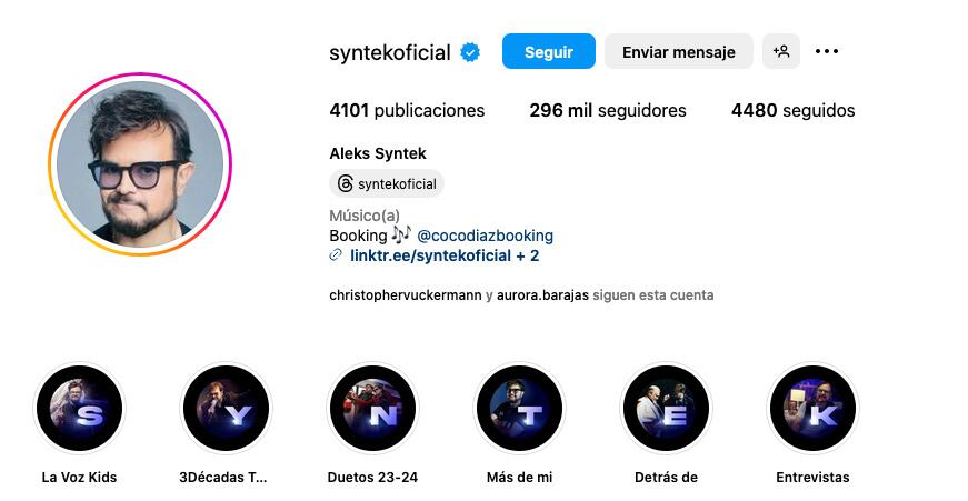 Seguidores de Aleks Syntek en Instagram.