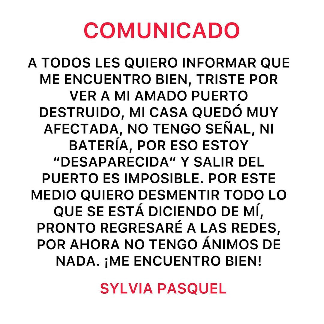 Sylvia Pasquel informa sobre su casa en Acapulco tras el paso del huracán Otis.