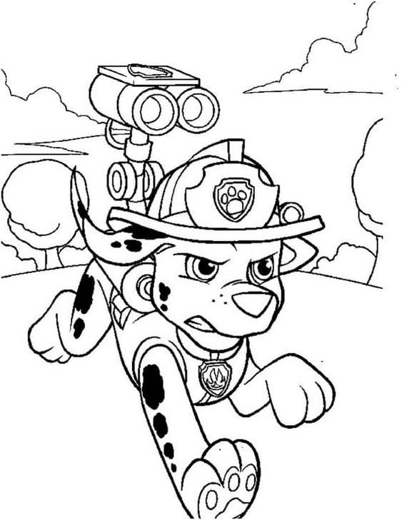 Dibujos de Marshall de Paw Patrol por el Día del Bombero para colorear