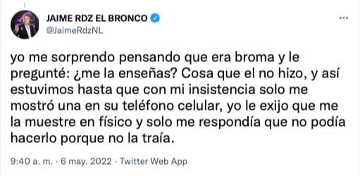 Jaime Rodríguez Calderón cuenta la verdad de su detención/@JaimeRdzNL