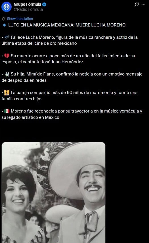Lucha Moreno, cantante y actriz mexicana