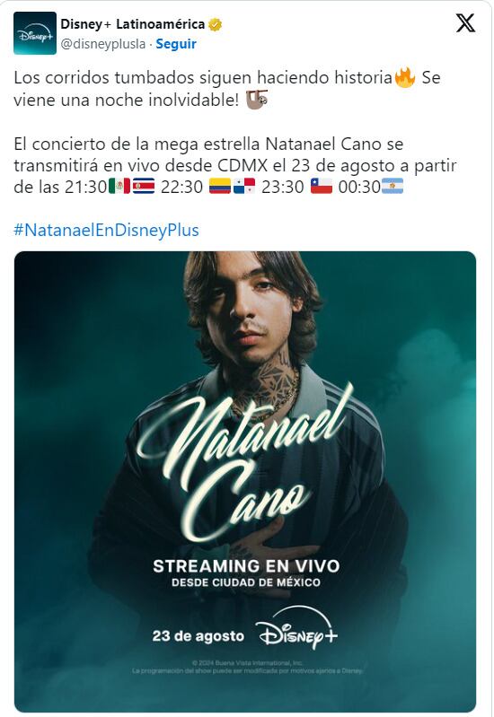 Natanael Cano en Disney Plus