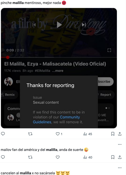 Fans de El Malilla lo cancelan porque no se sacó lo que ellas querían.