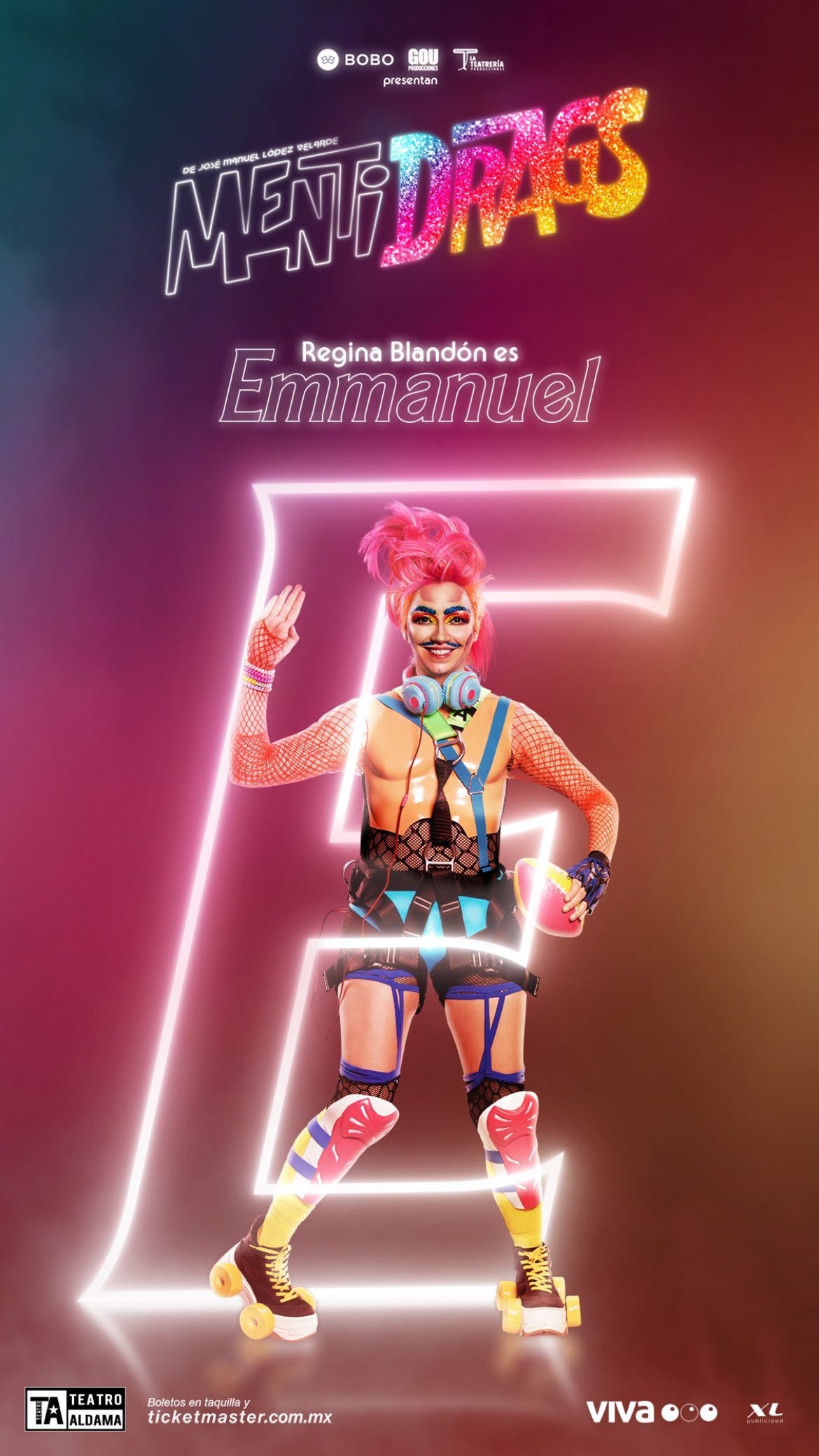 Regina Blandón como el primer Drag King de Mentidrags