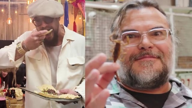 Jason Momoa y Jack Black comieron insectos con Jezzini en el Mercado de San Juan