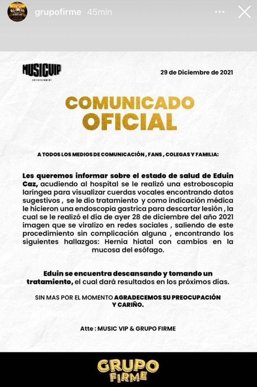Comunicado, Eduin Caz