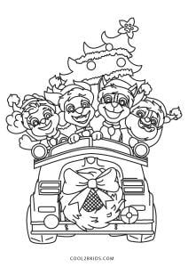 Dibujos de Paw Patrol con un árbol de Navidad para colorear