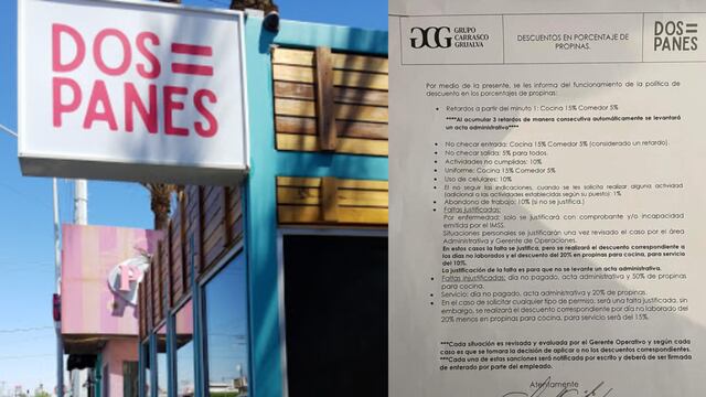 Restaurante Dos Panes recibe criticas por castigar con descuento de propinas