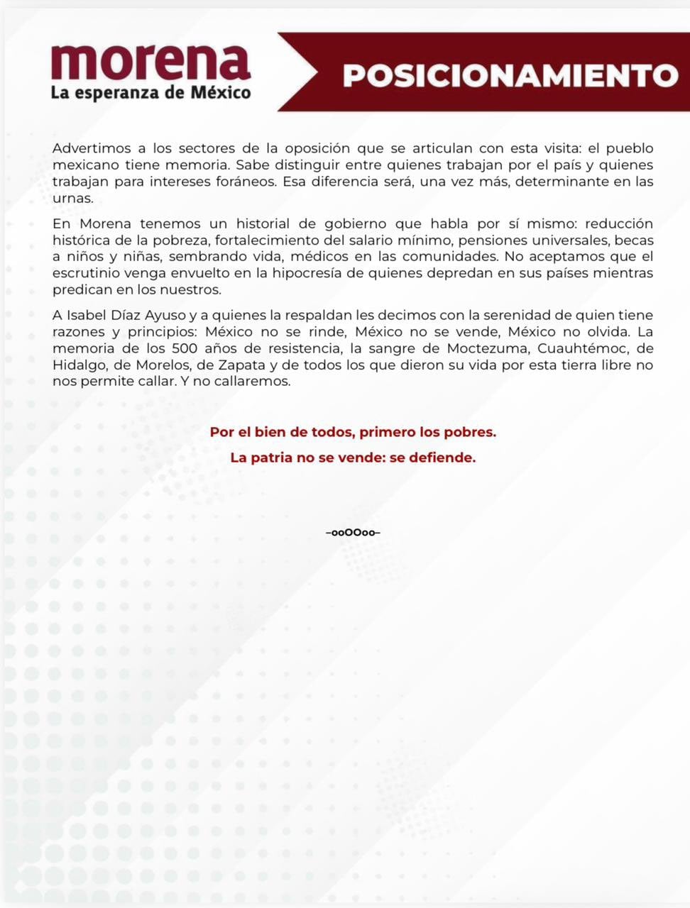 Morena acusa “provocación política” de Díaz Ayuso tras visita a México